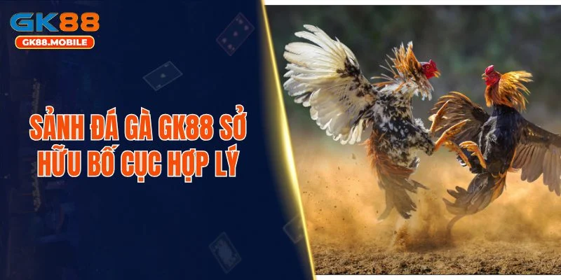 Sảnh đá gà GK88 sở hữu bố cục hợp lý